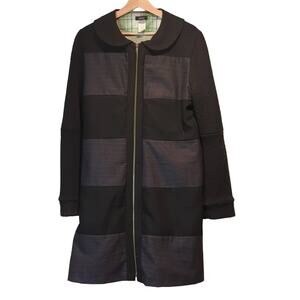 preloved Brand Upcycled Coat Zip Front Black and Gray Size Large